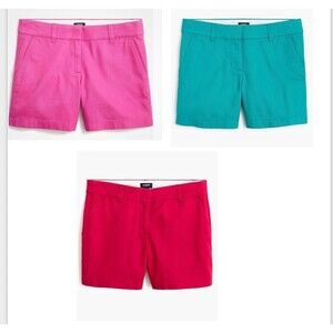 J.Crew 5" Classic Chino Shorts Sz 8 Bundle of 3 (Teal, Hot Pink, Red)